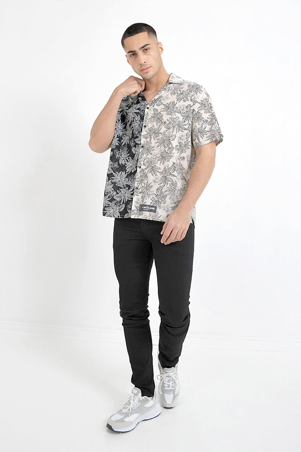 Sixth June - Chemisette bicolore tropical Noir Beige