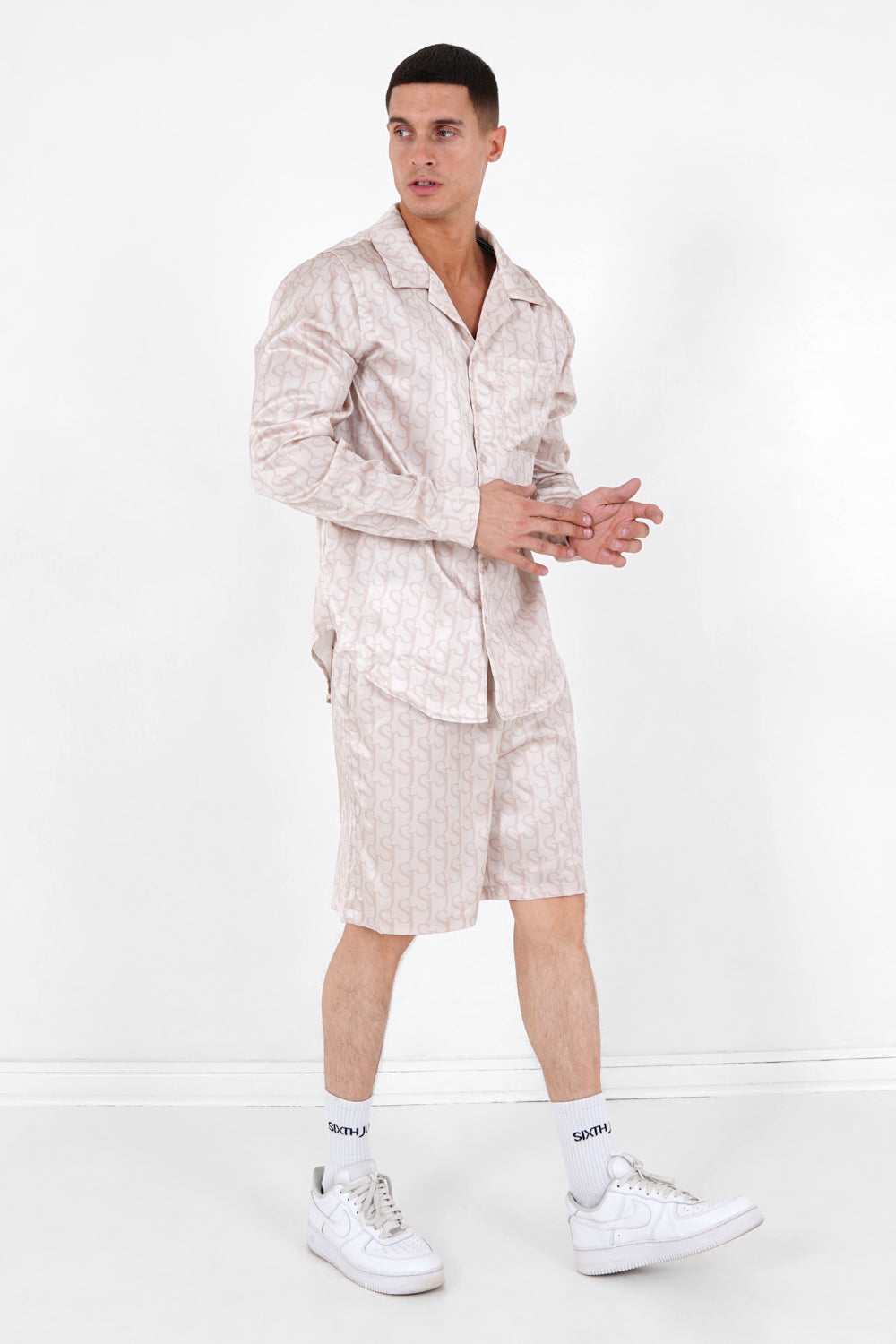 Sixth June - Chemise satinée monogramme Beige