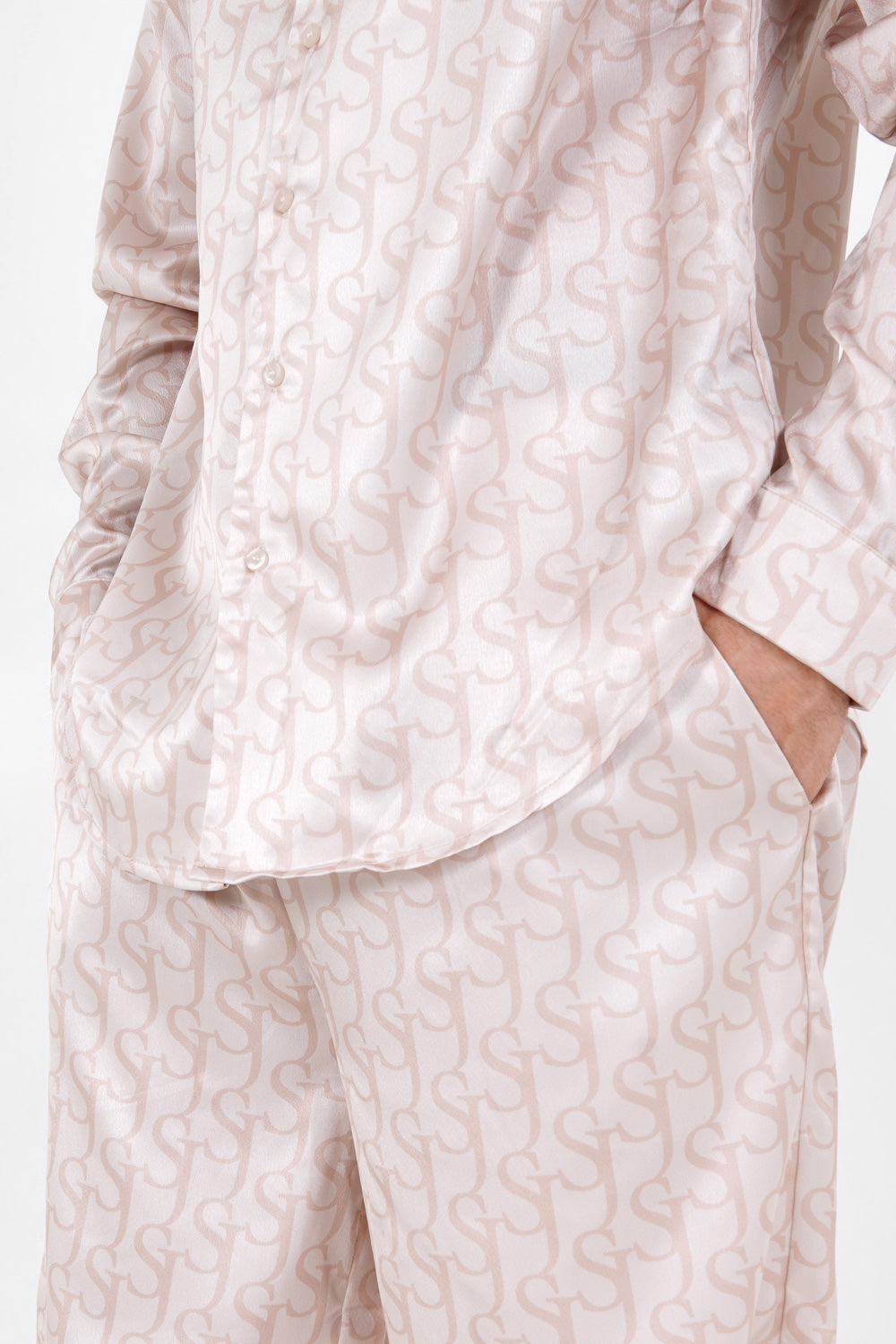 Sixth June - Chemise satinée monogramme Beige