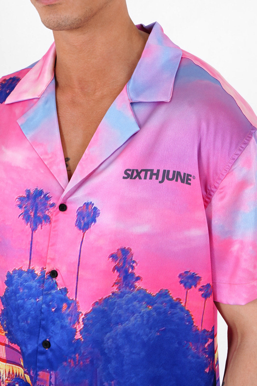 Sixth June - Chemise satiné sunset Rose