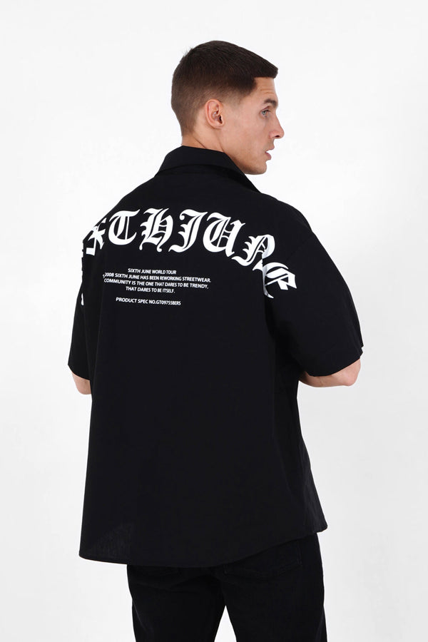 Sixth June - Chemise oversize logo gothique Noir