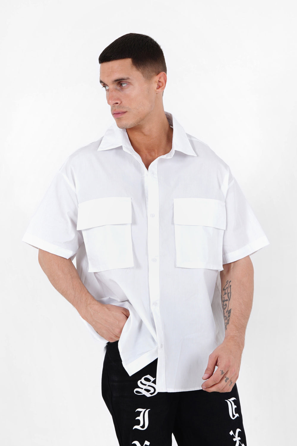 Sixth June - Chemise oversize logo gothique Blanc
