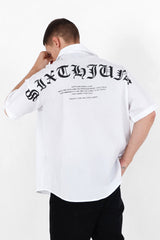 Sixth June - Chemise oversize logo gothique Blanc