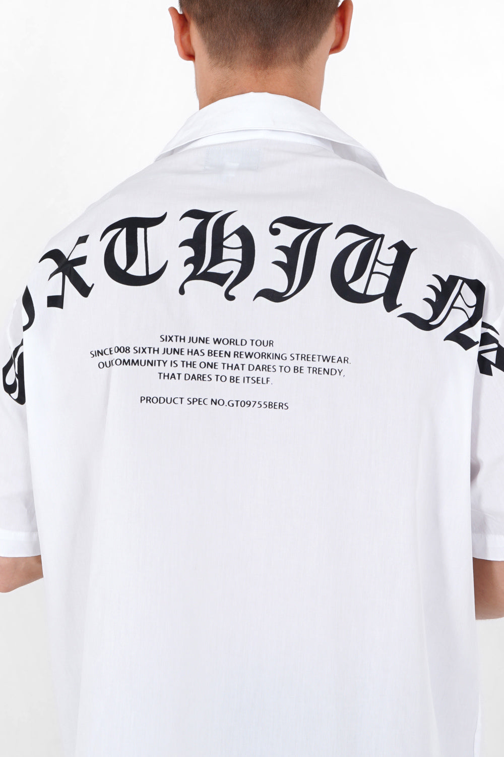 Sixth June - Chemise oversize logo gothique Blanc