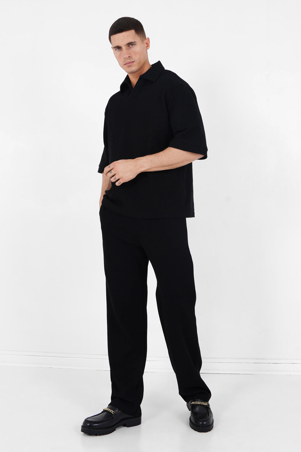 Sixth June - Polo gaufré oversize Noir