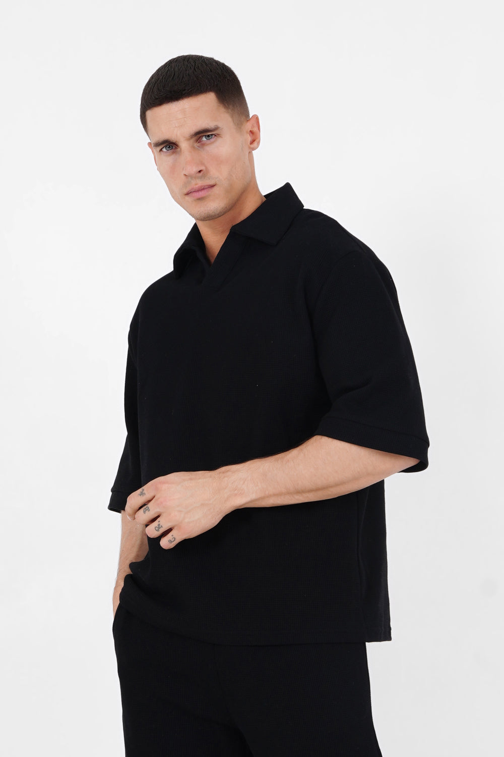 Sixth June - Polo gaufré oversize Noir