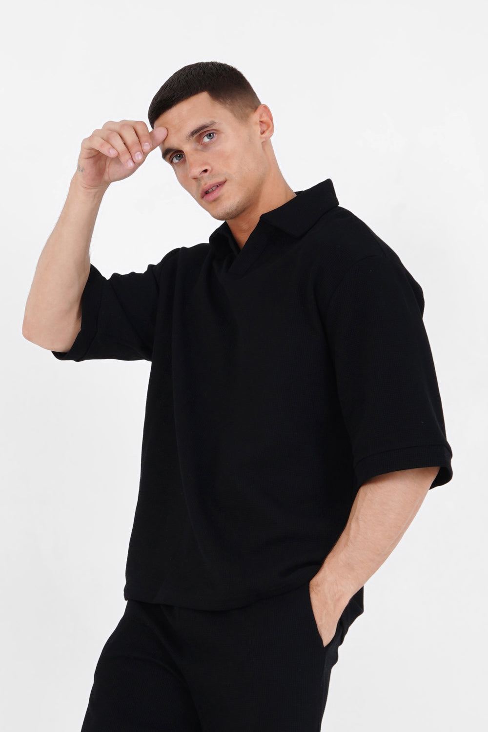 Sixth June - Polo gaufré oversize Noir