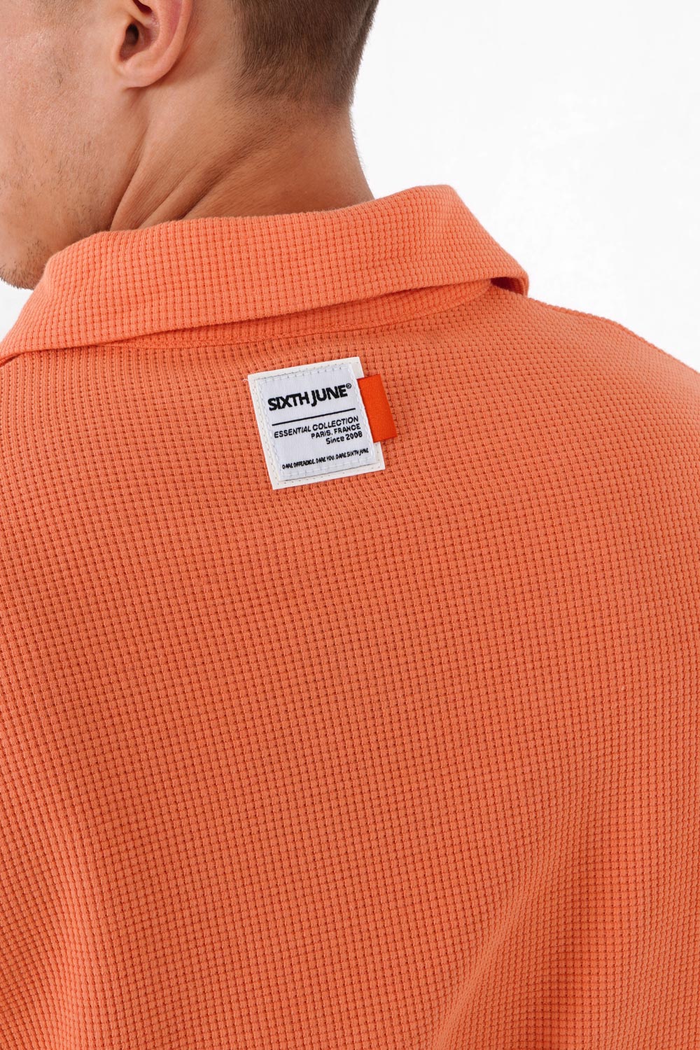 Polo gaufré oversize Orange
