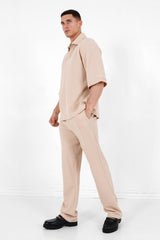 Polo gaufré oversize Beige