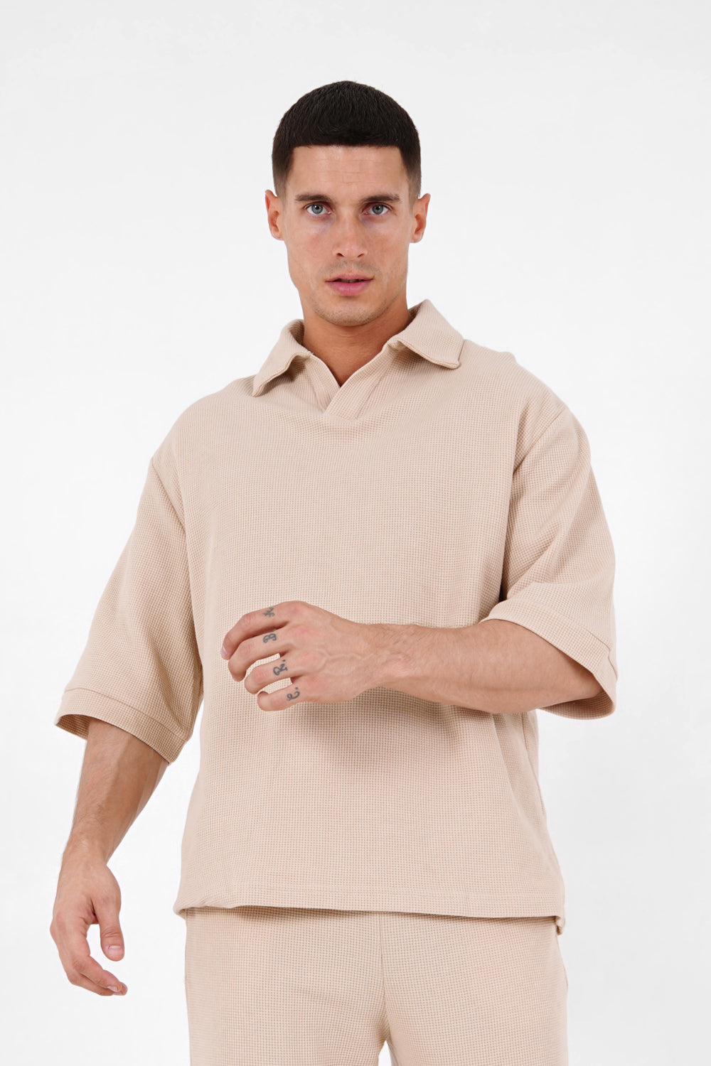 Polo gaufré oversize Beige