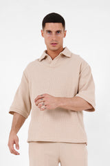 Polo gaufré oversize Beige