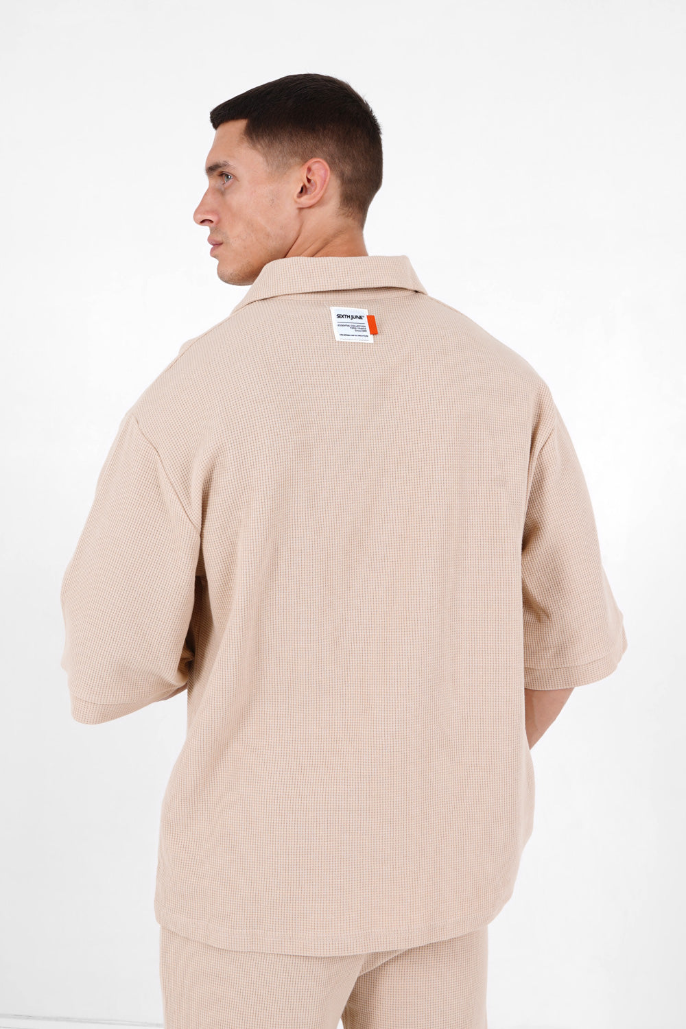 Polo gaufré oversize Beige