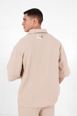 Polo gaufré oversize Beige