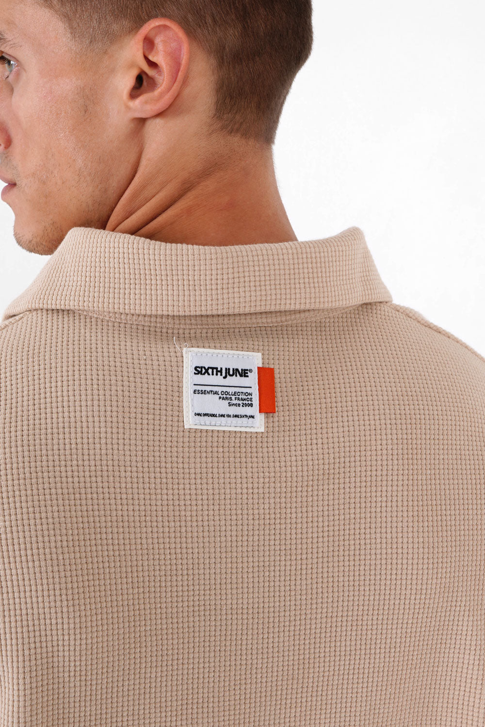 Polo gaufré oversize Beige