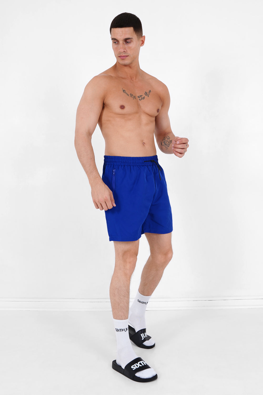Sixth June - Short de bain logo Bleu foncé
