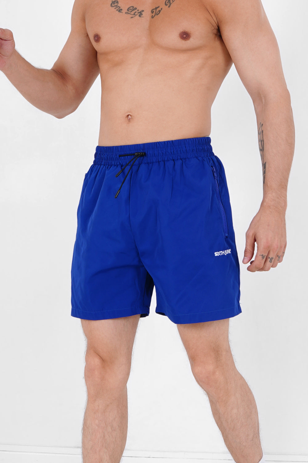 Sixth June - Short de bain logo Bleu foncé