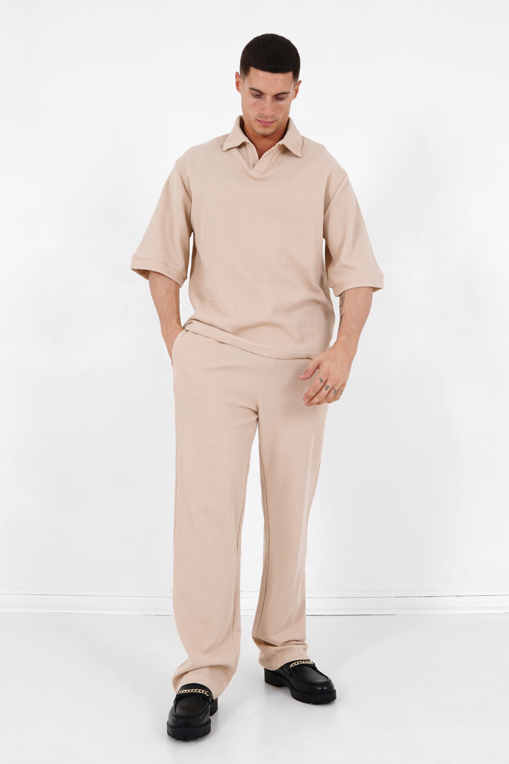 Sixth June - Pantalon gaufré droit Beige