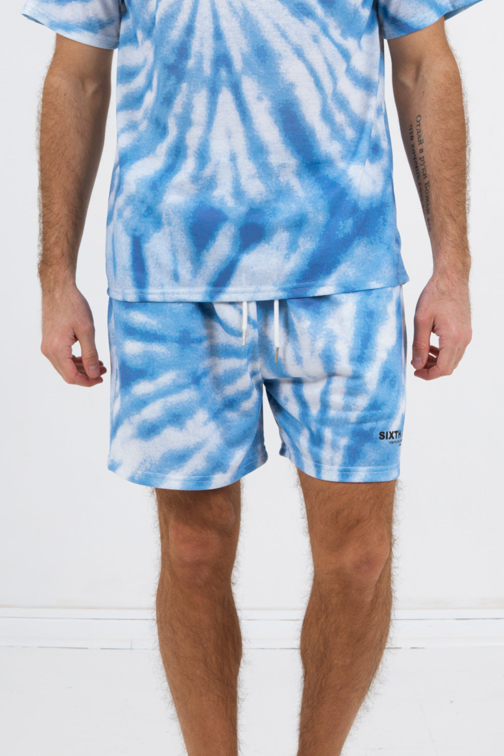 Sixth June - Short tie dye logo Bleu