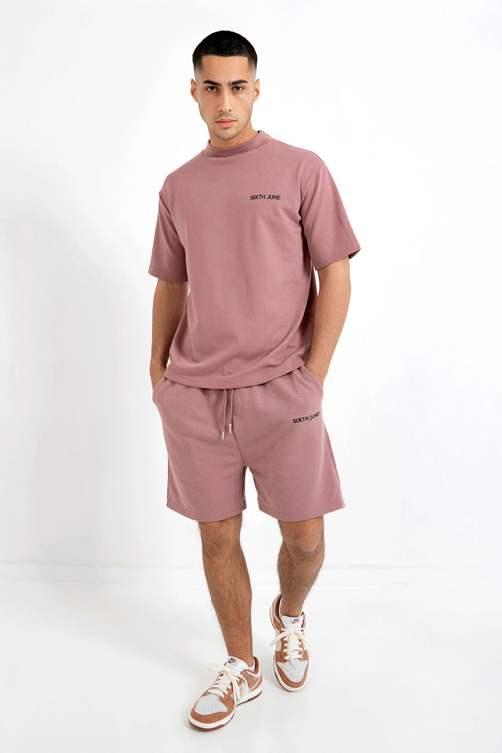 Sixth June - Short essential logo Rose foncé