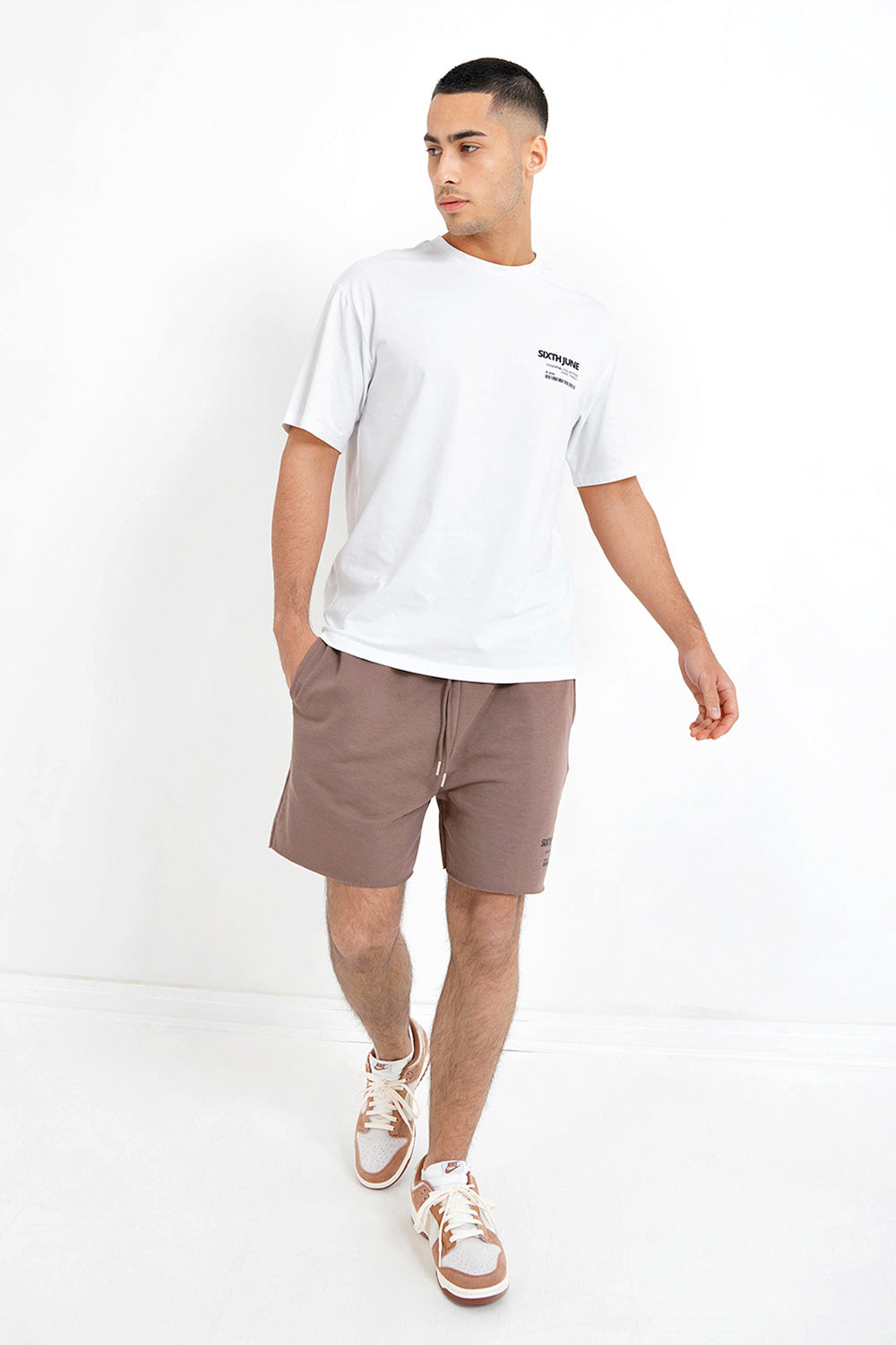 Sixth June - Short barcode bords francs Marron foncé