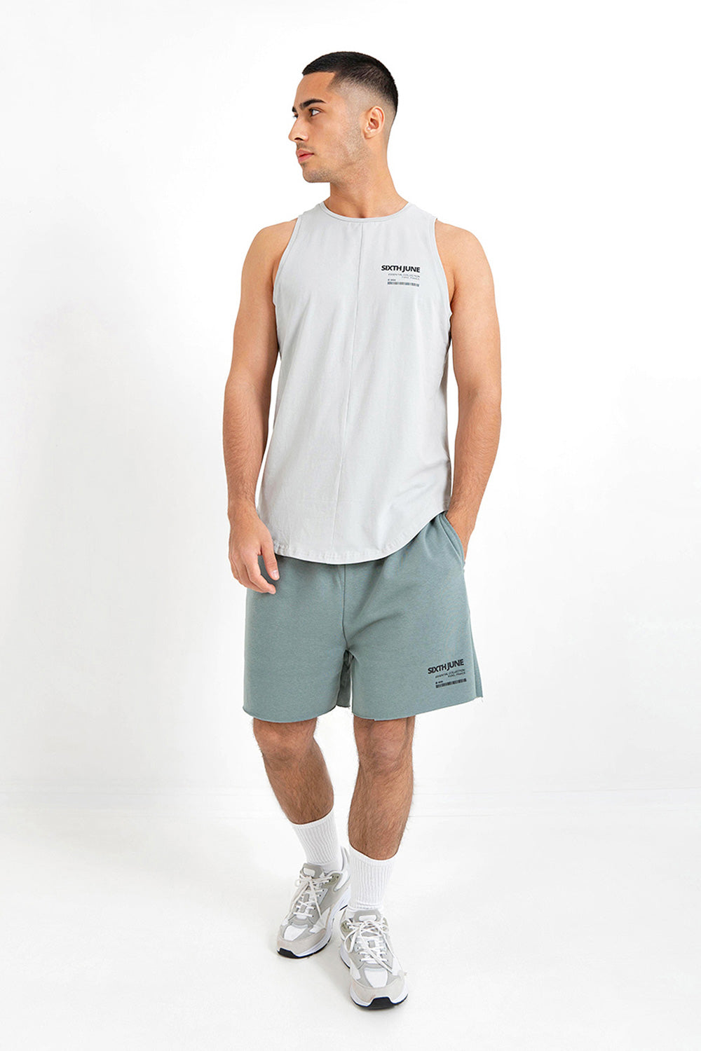 Sixth June - Short barcode bords francs Vert foncé