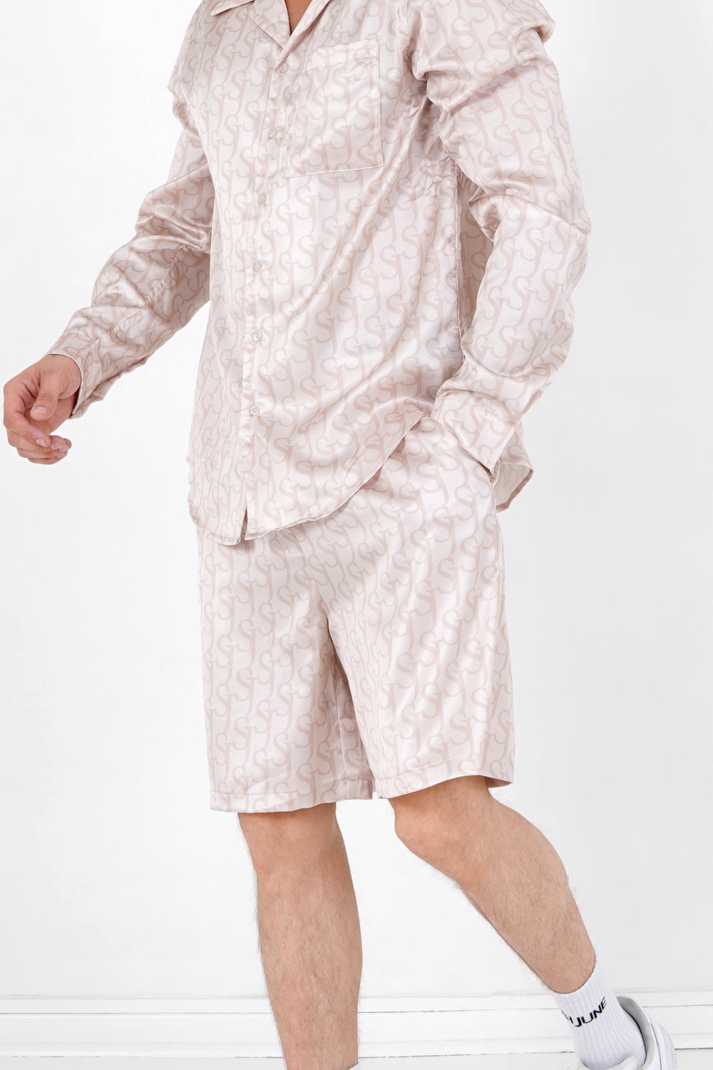 Sixth June - Short satiné monogramme Beige