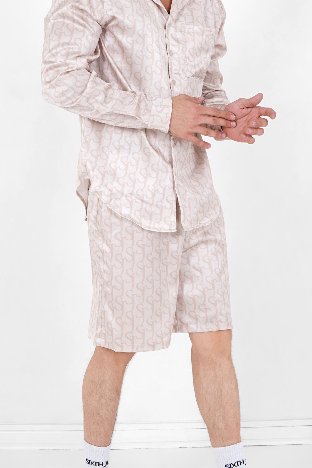 Sixth June - Short satiné monogramme Beige