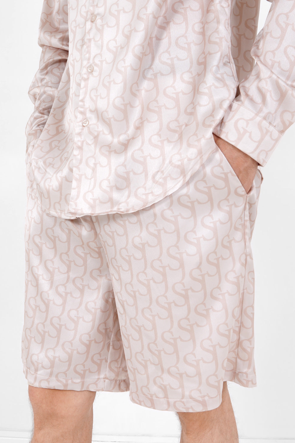 Sixth June - Short satiné monogramme Beige