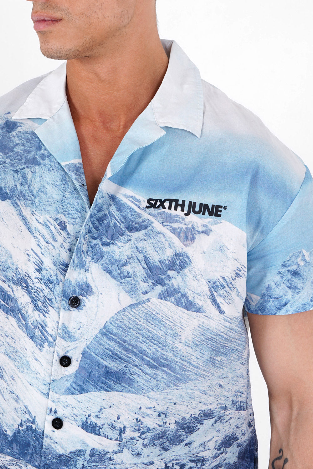 Sixth June - Chemise imprimé montagne Bleu