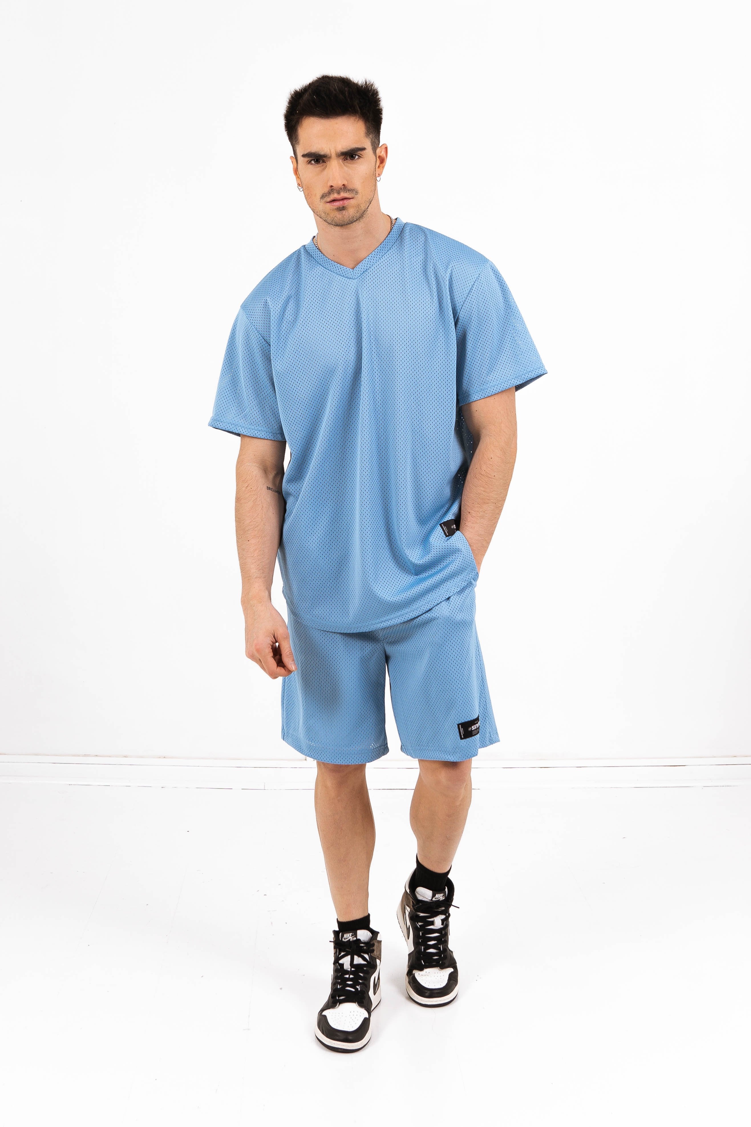 Sixth June - Short mesh logo Bleu