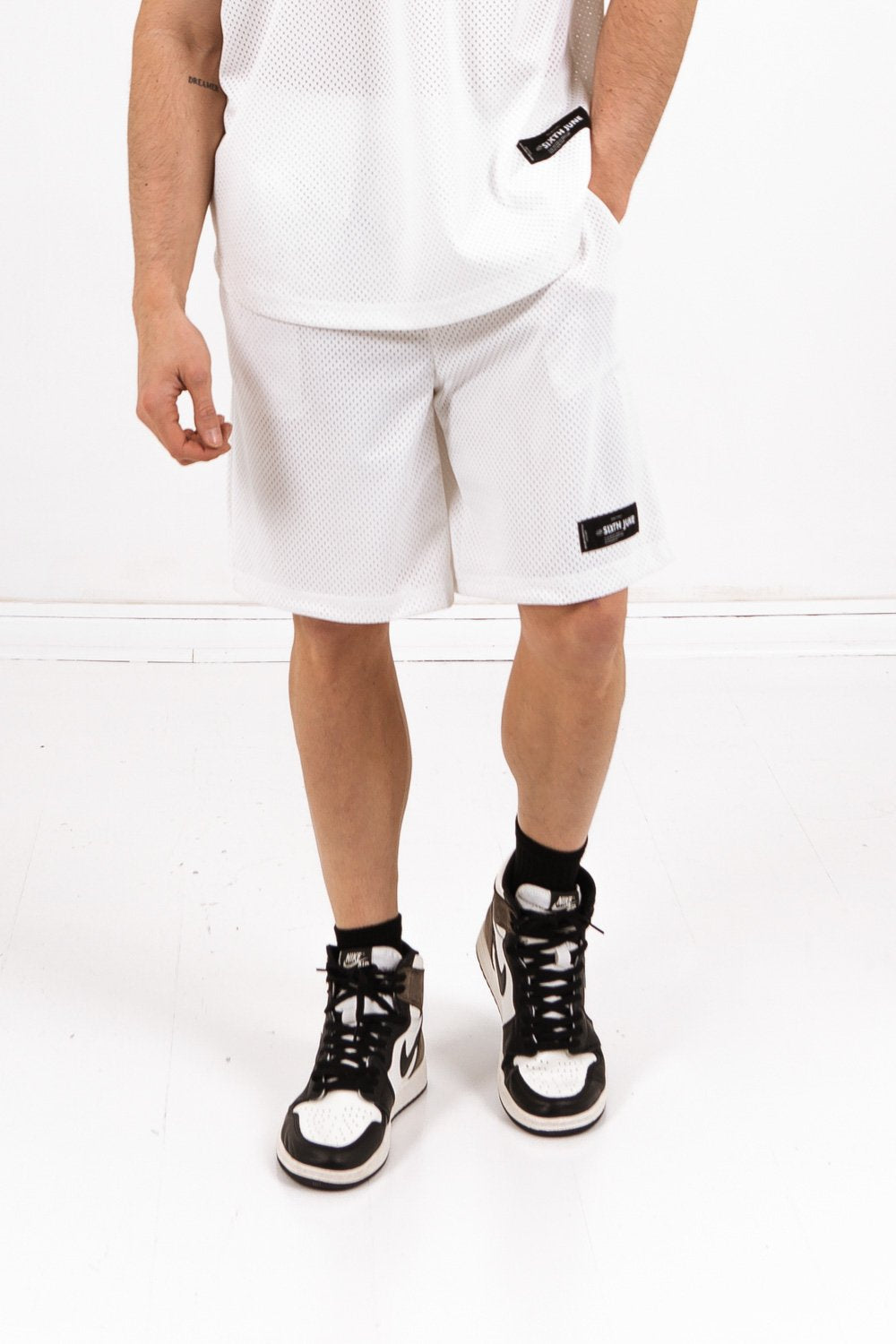 Sixth June - Short mesh logo Blanc