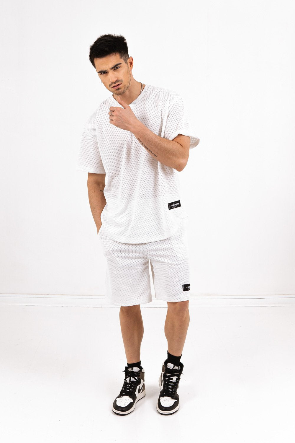Sixth June - Short mesh logo Blanc