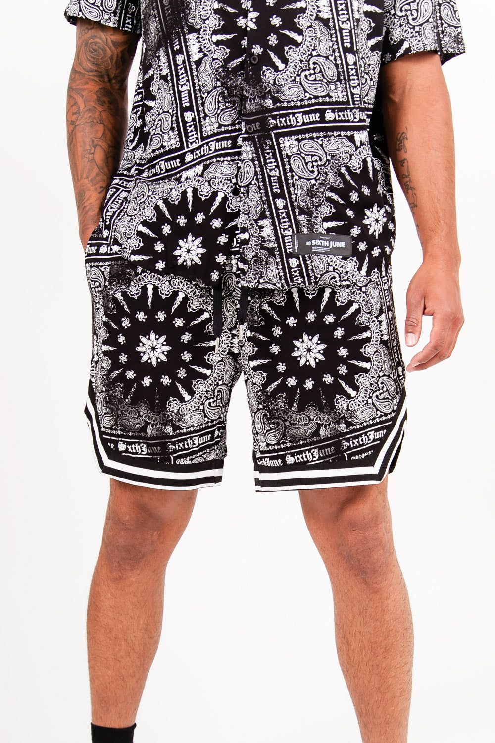 Sixth June - Short imprimé bandana all-over Noir