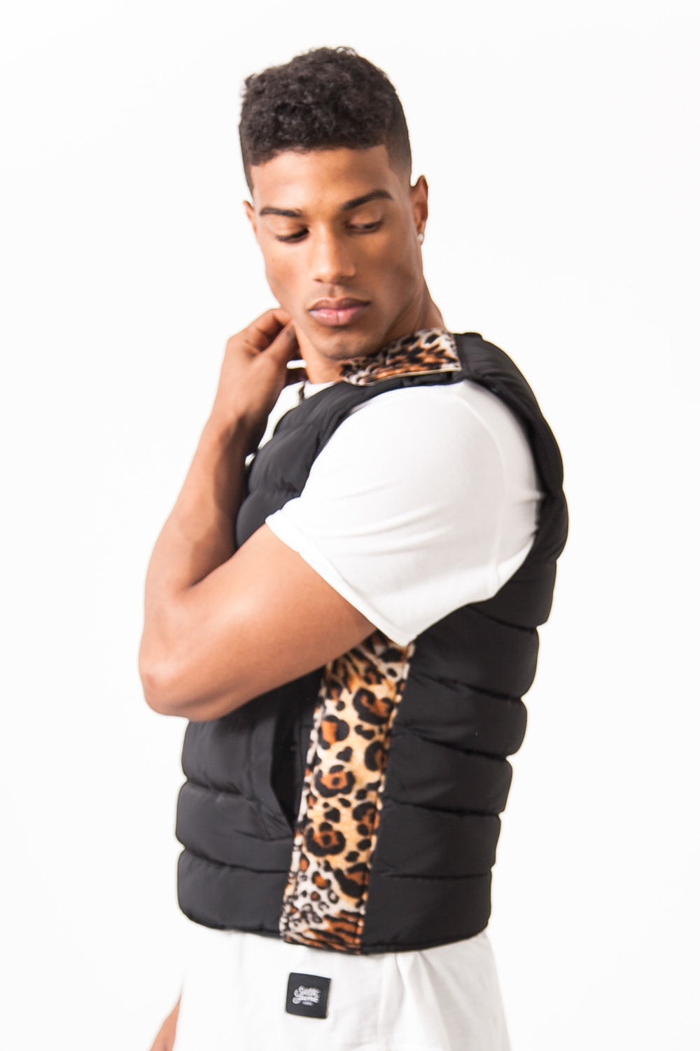 Sixth June - Veste matelassée sans manches noire léopard