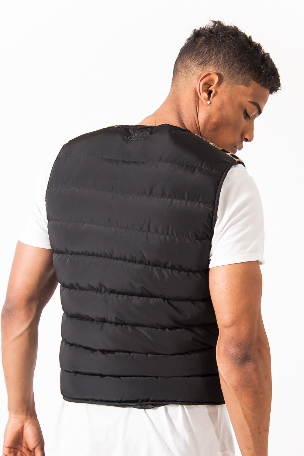 Sixth June - Veste matelassée sans manches noire léopard