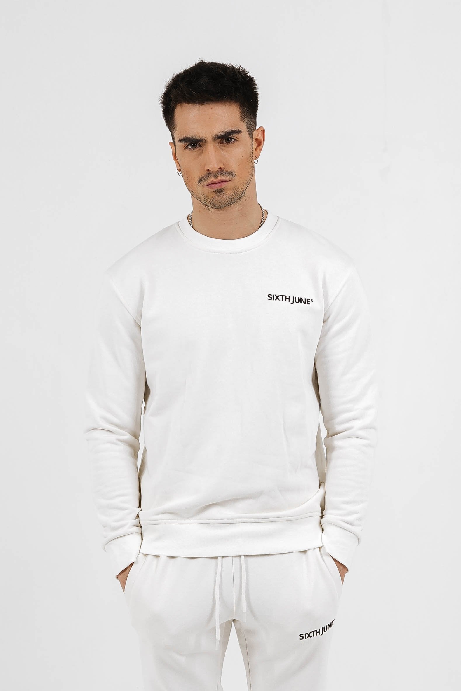 Sixth June - Sweatshirt soft logo brodé Blanc