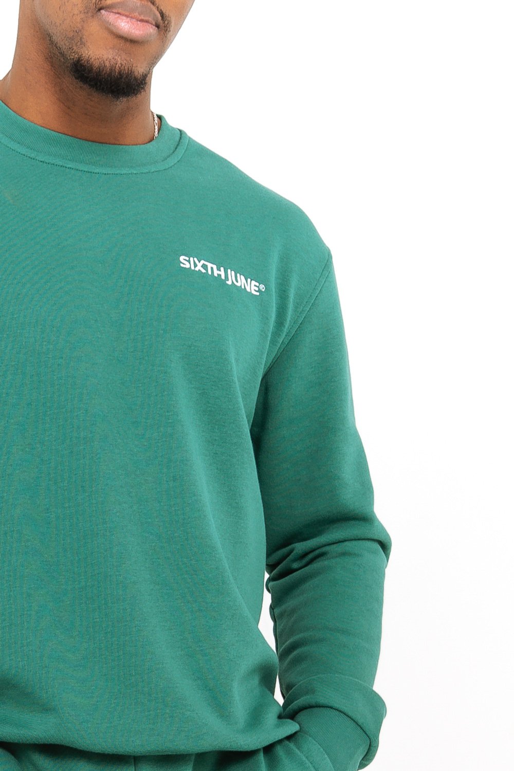 Sixth June - Sweatshirt soft logo brodé Vert foncé