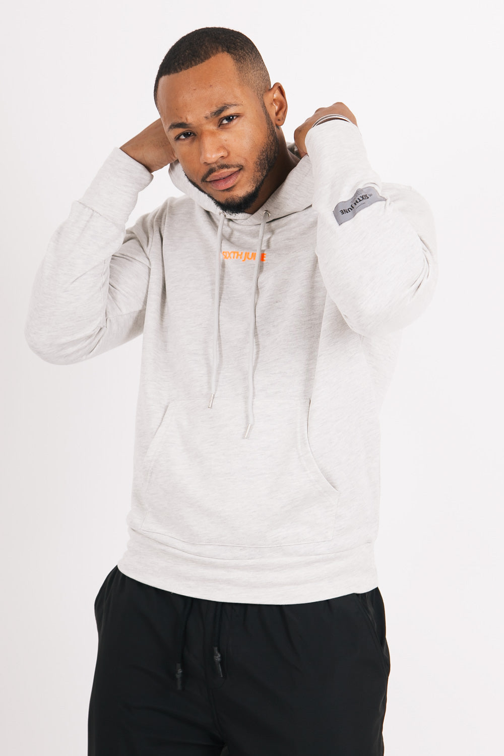 Sixth June - Sweat à capuche basique imprimé gris