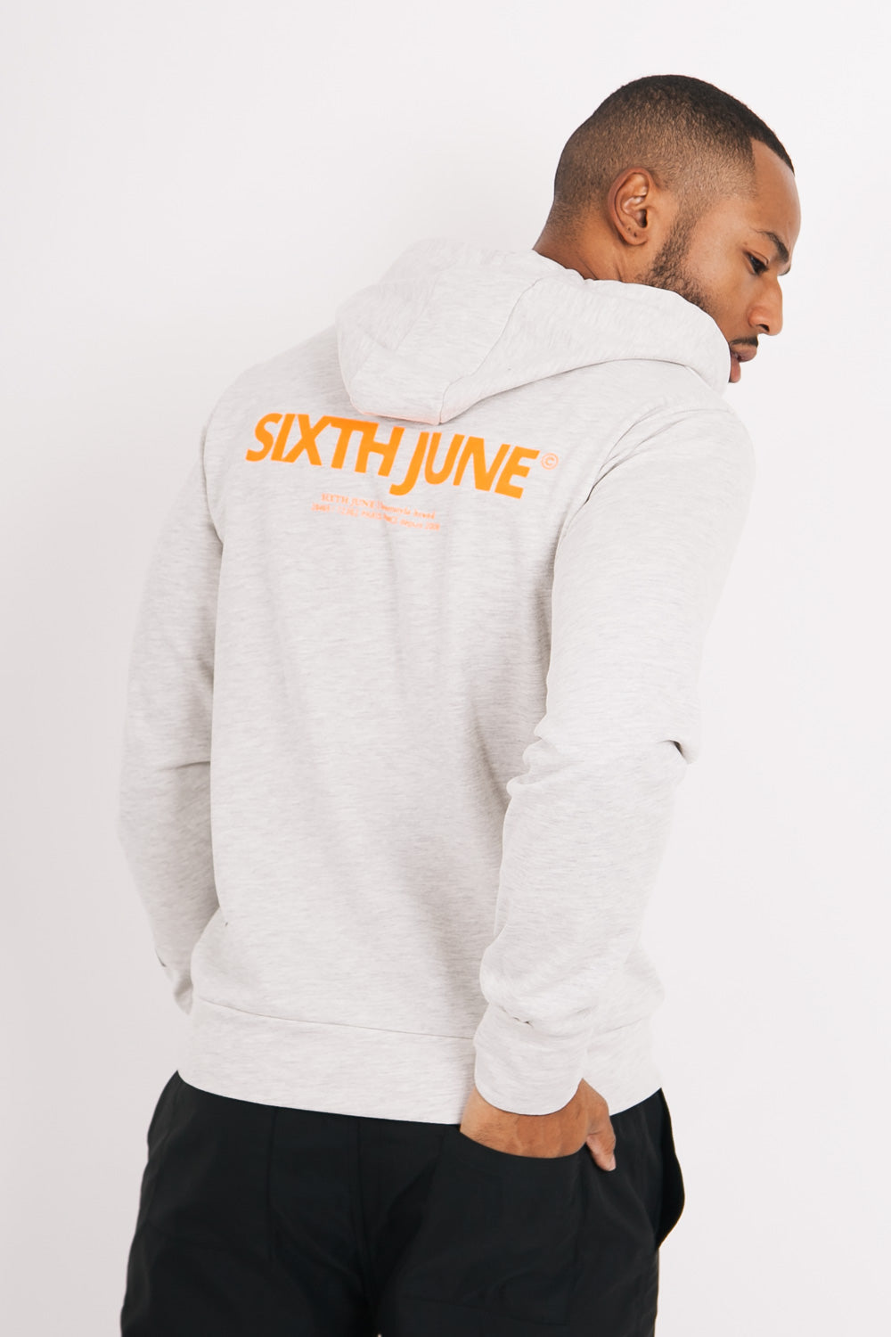 Sixth June - Sweat à capuche basique imprimé gris