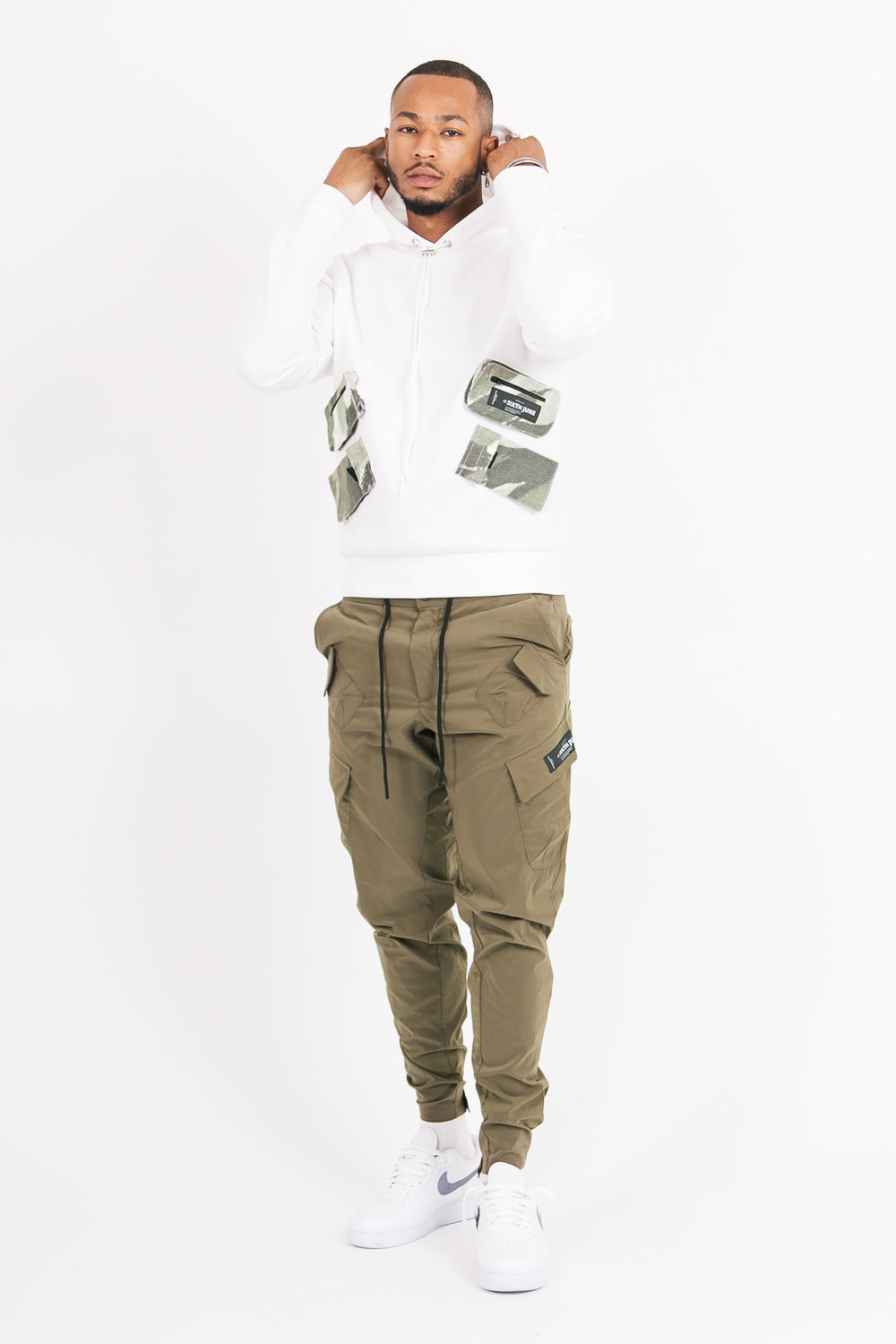 Sixth June - Sweat à capuche poche montagne blanc