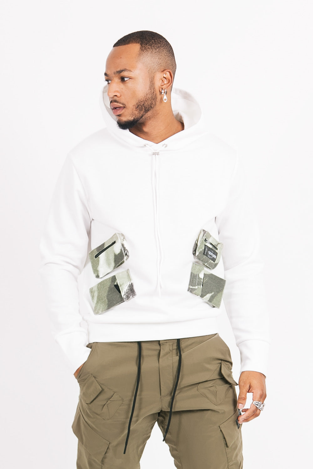 Sixth June - Sweat à capuche poche montagne blanc