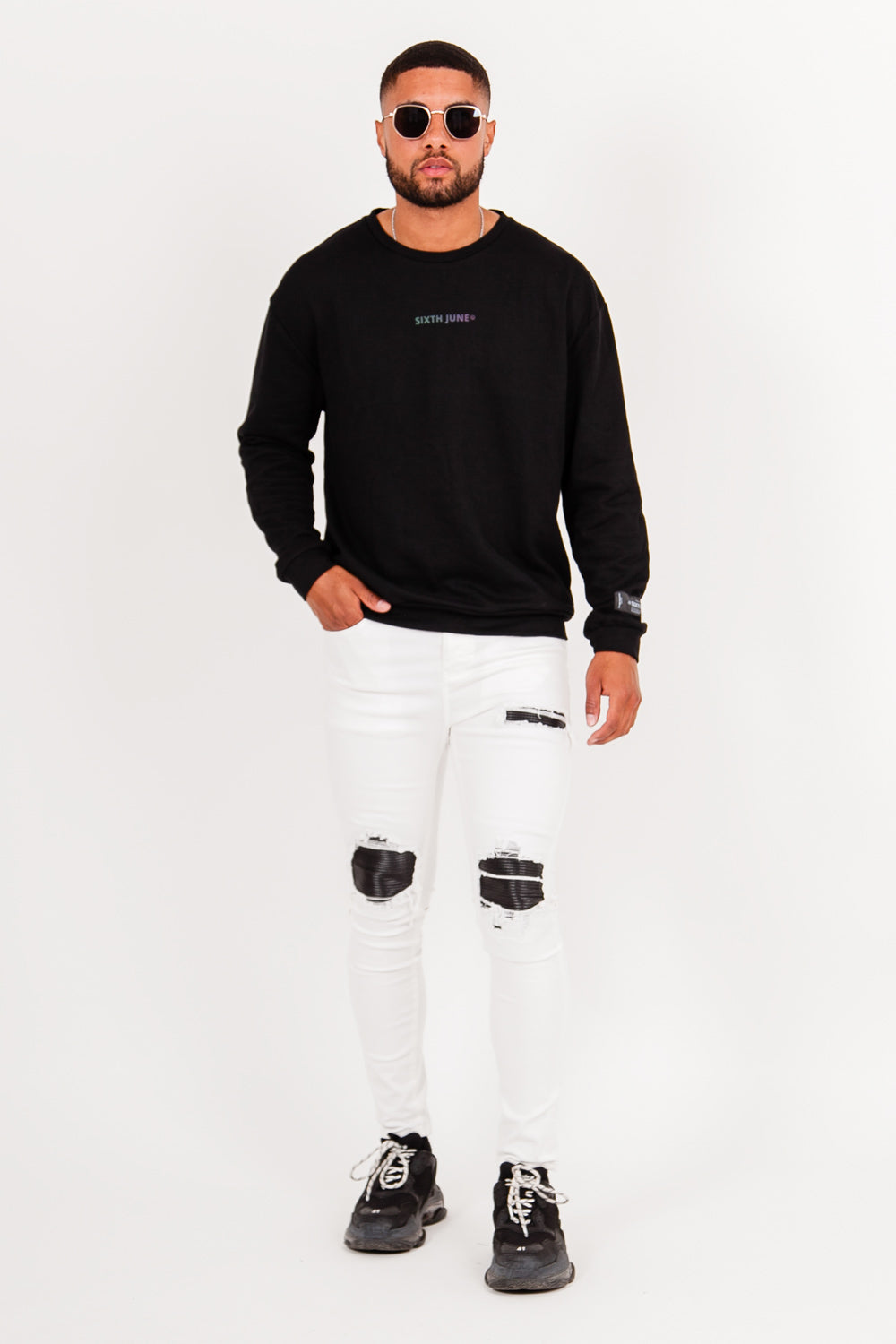 Sixth June - Sweat col rond logo noir