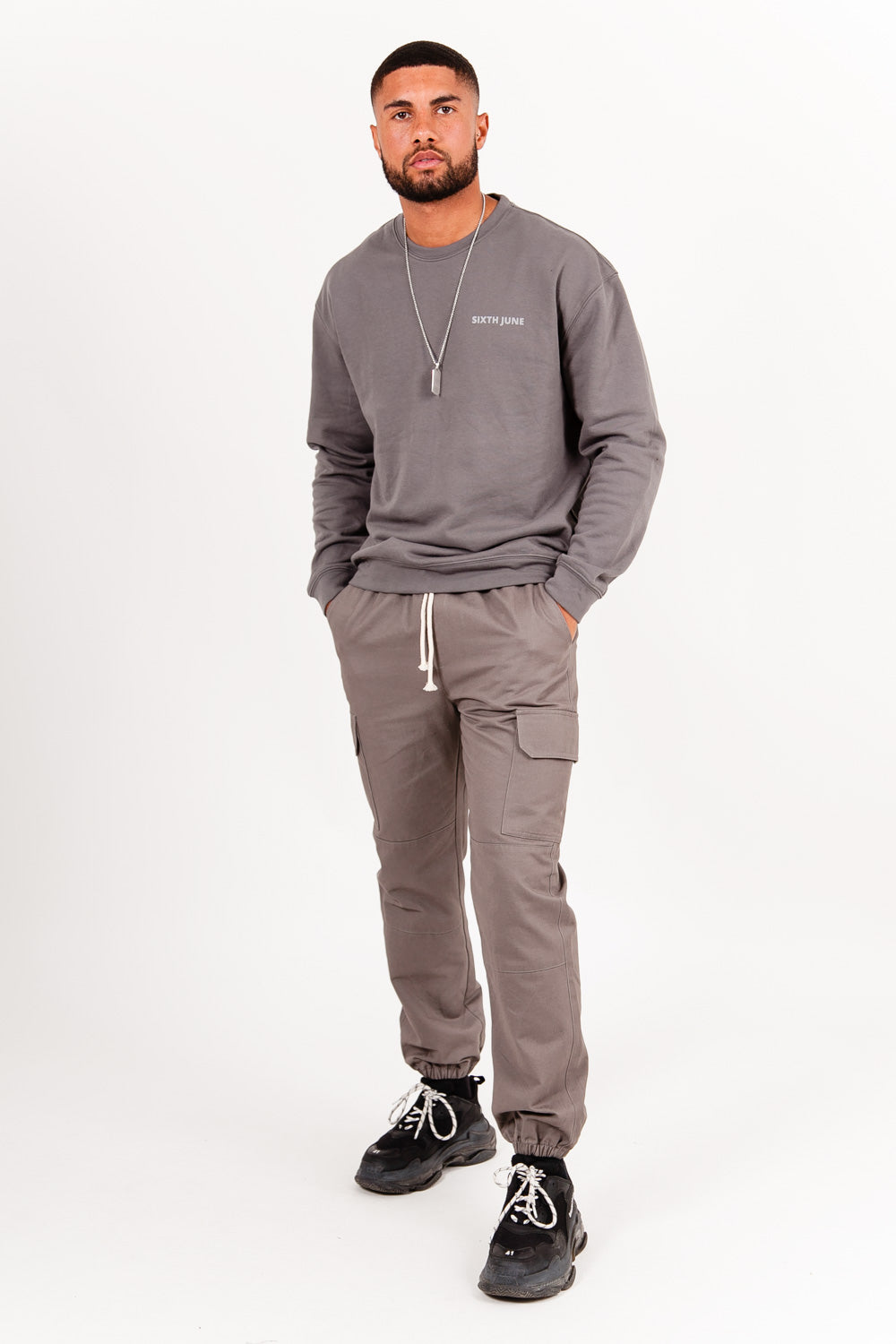 Sixth June - Sweatshirt imprimé bande logo gris