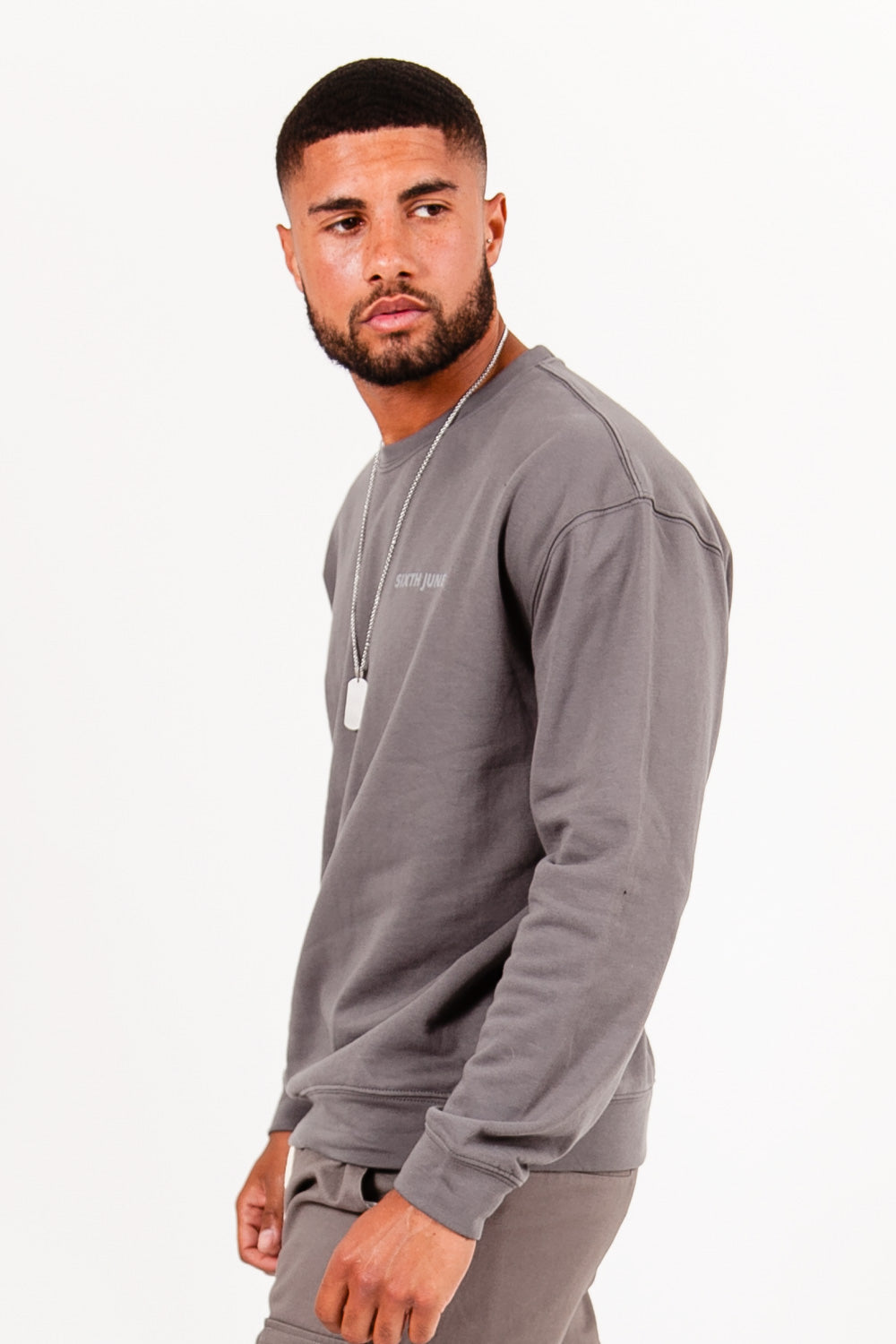 Sixth June - Sweatshirt imprimé bande logo gris
