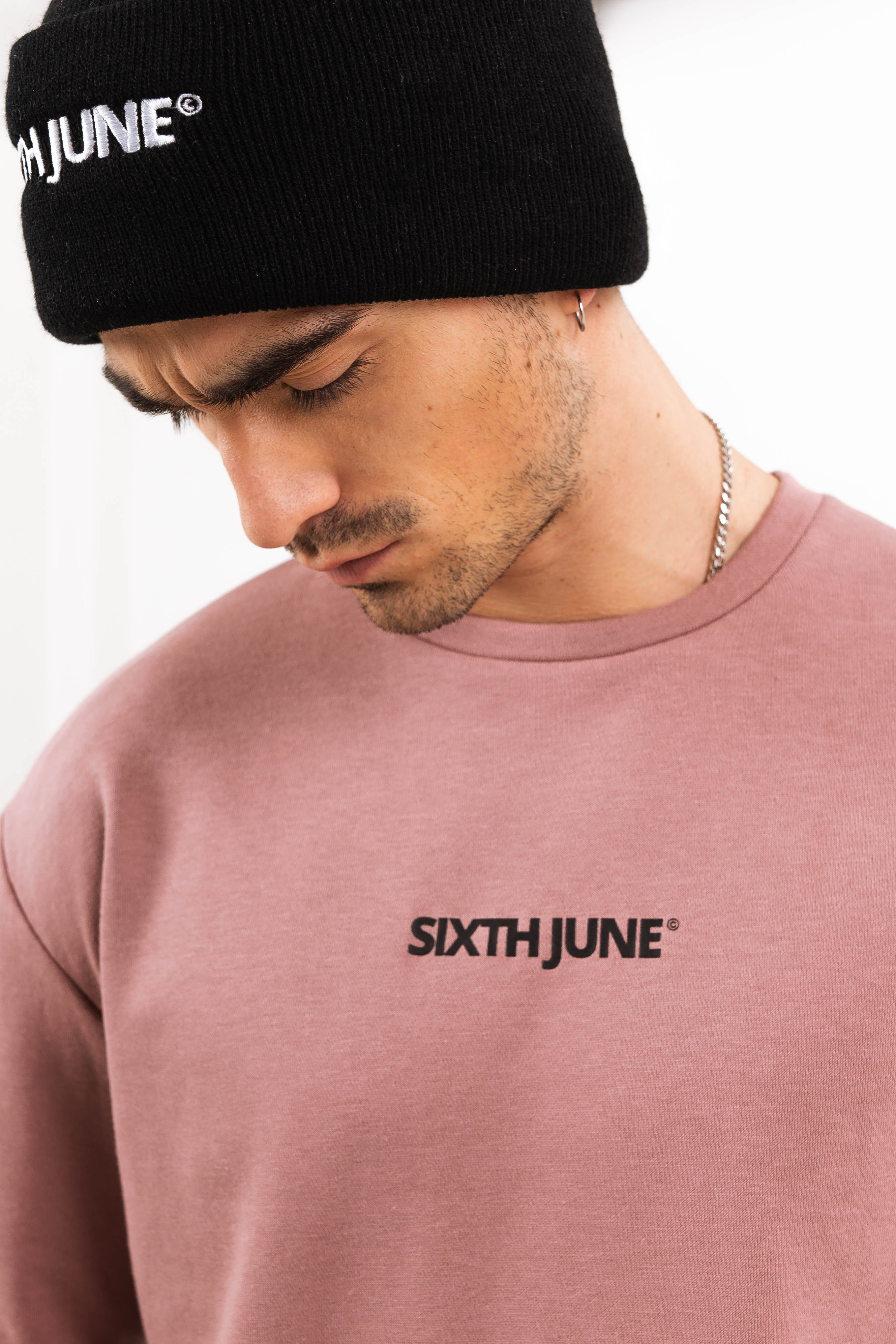 Sixth June - Sweatshirt logo coton Rose foncé