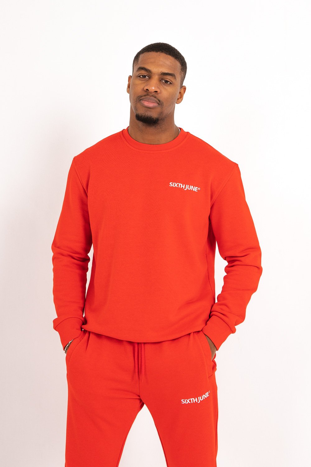 Sixth June - Sweatshirt soft logo brodé Rouge