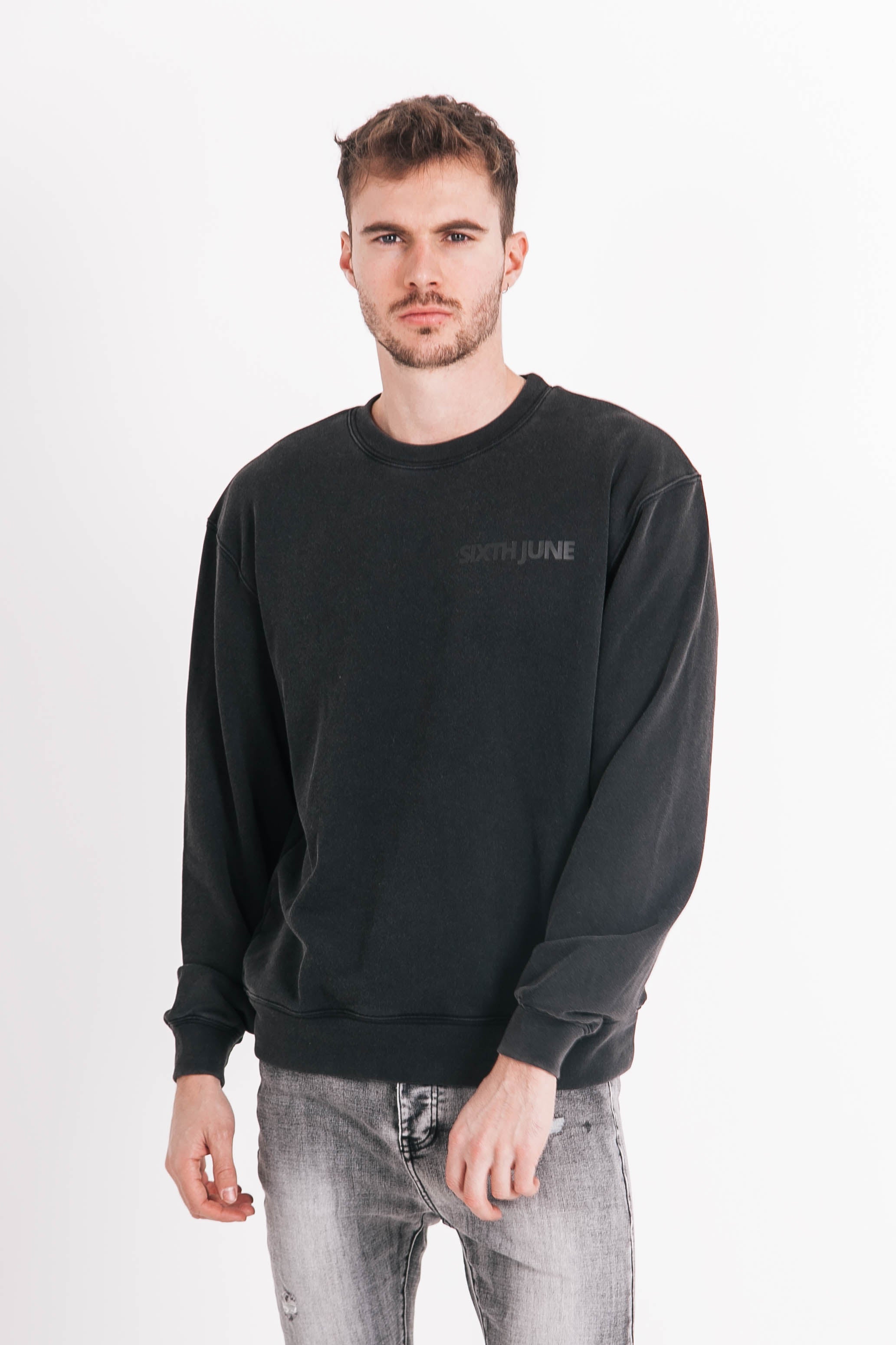 Sixth June - Sweatshirt délavé logo gris foncé