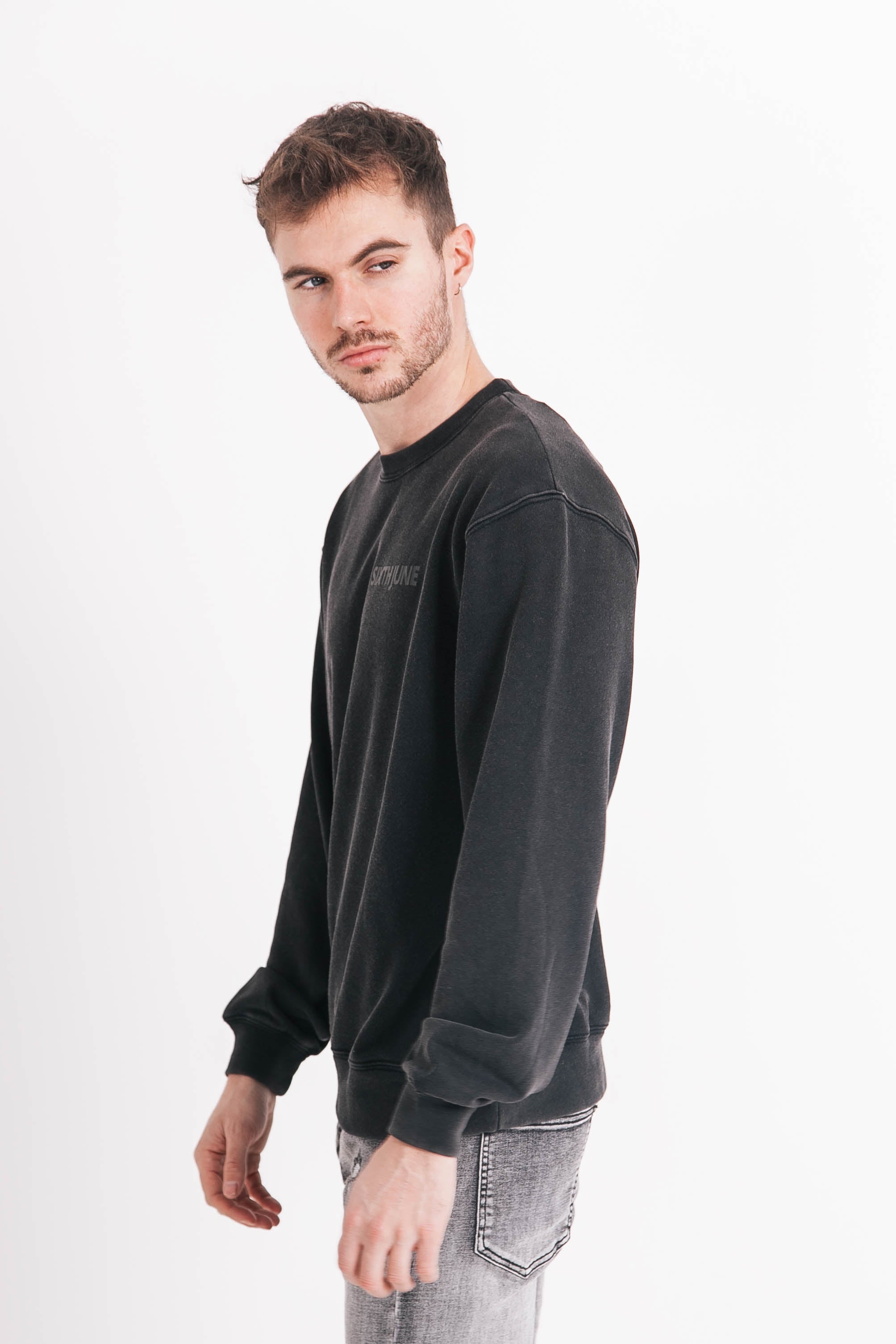Sixth June - Sweatshirt délavé logo gris foncé