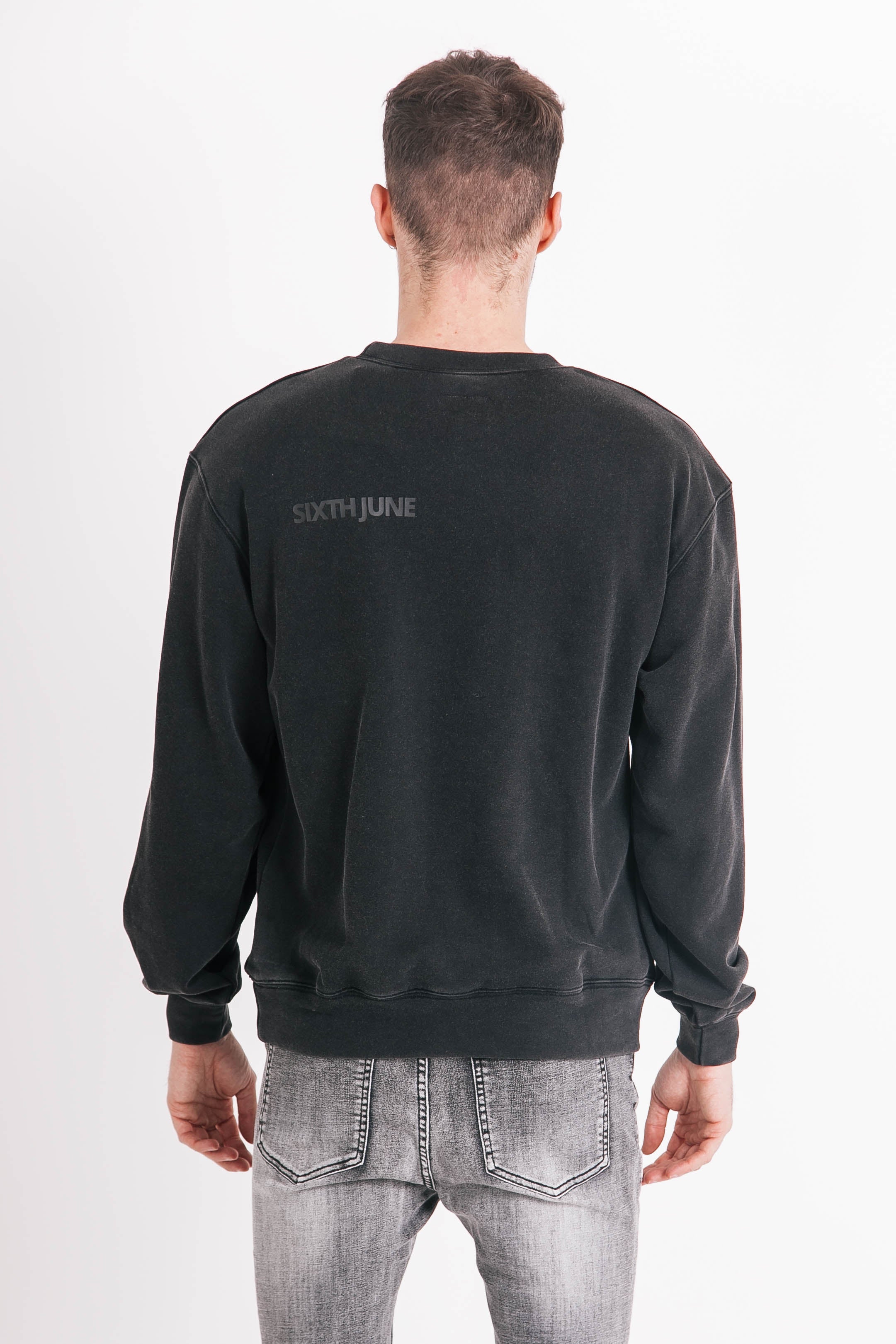 Sixth June - Sweatshirt délavé logo gris foncé