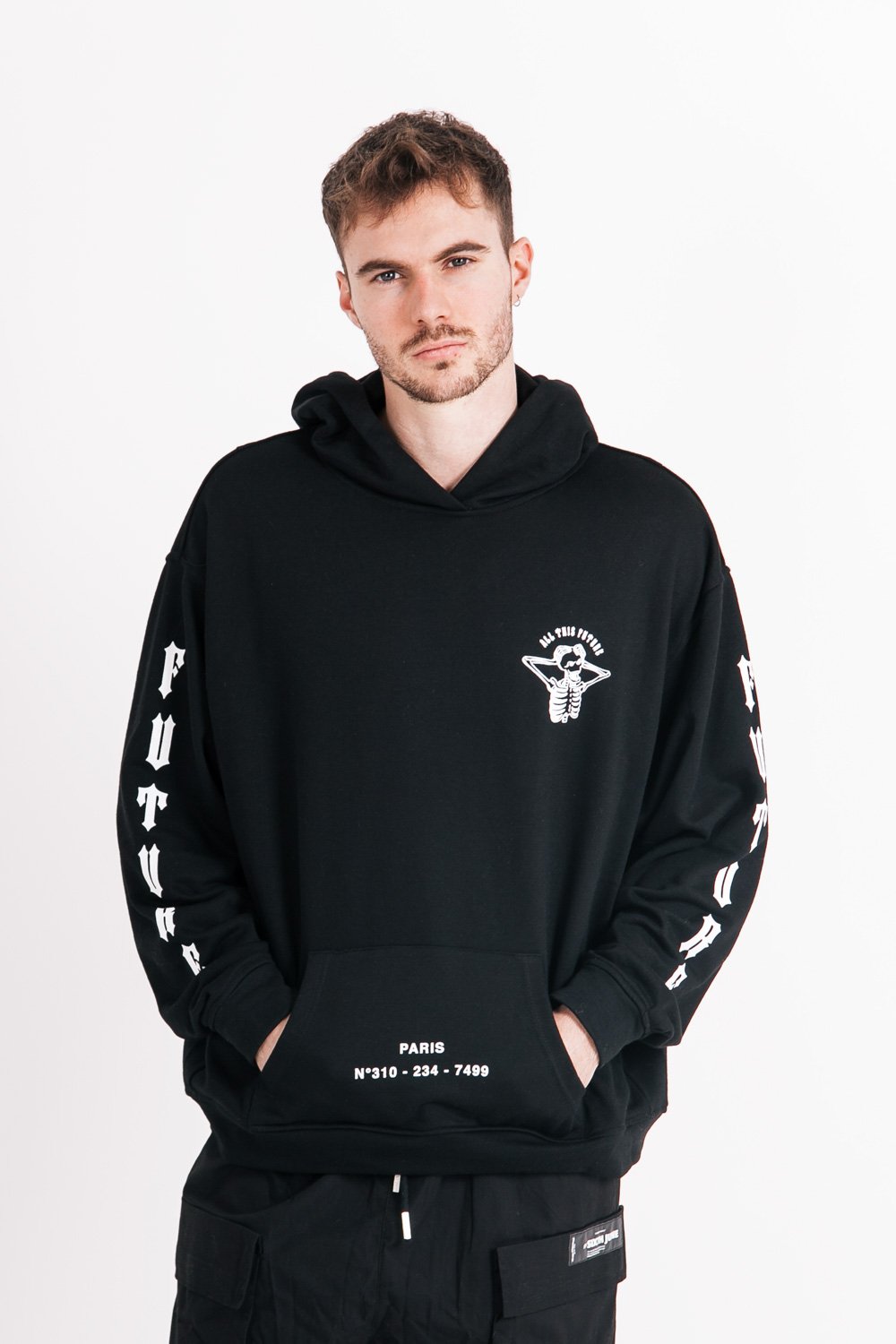 Sixth June - Sweat capuche squelette gothique Noir